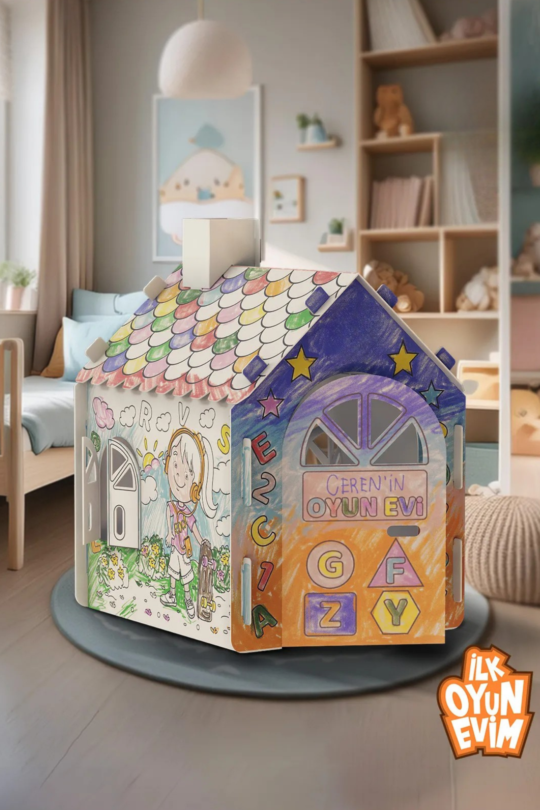 MilaKido İlk Oyun Evim XXL Karton Boyama Aktivite Evi