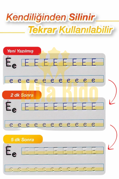 Milakido Oluklu Yazma Eğitici Kitap ve Sihirli Kalem Seti