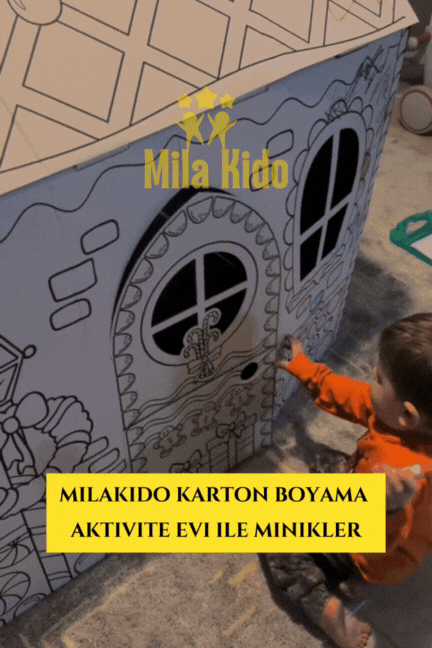 MilaKido İlk Oyun Evim XXL Karton Boyama Aktivite Evi